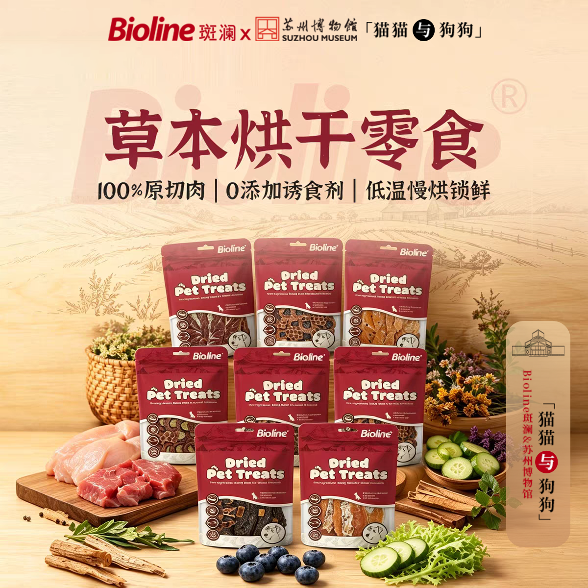 Bioline烘干原切肉干0添加低温