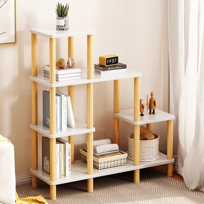 速发书架客厅收纳置物架落室书间家用卧地台花架房柜展示架储物柜