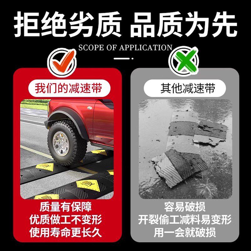 速发橡胶减速带公路道路减速板汽车停车家用斜坡限速缓冲带铸钢减