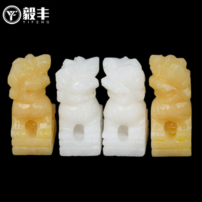 速发墓地用品摆件小石狮子一对汉白玉守墓青石前盒前摆件