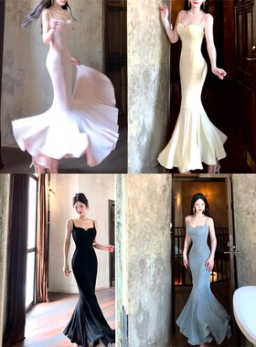 速发Good Job织多色可选】步步裙莲鱼尾生针【吊带连衣裙丝绒晚礼