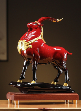 速发陶瓷羊摆件招财生肖羊工艺礼品摆饰领头羊开饰客厅办公室装业