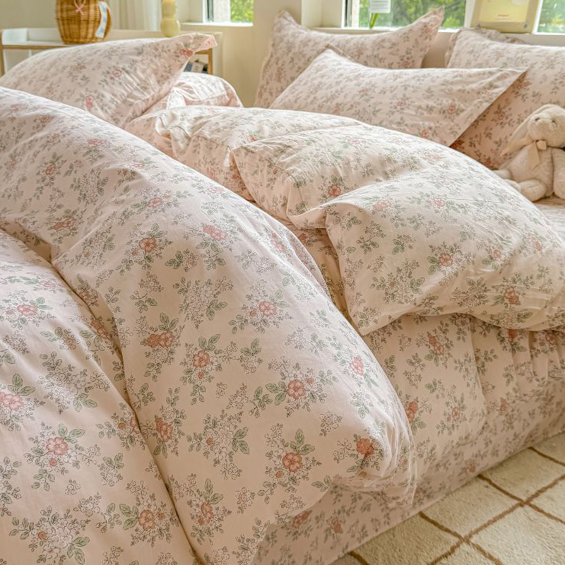 速发小清新全花印棉单件20约4新款简2时尚宿舍家用床品三件套