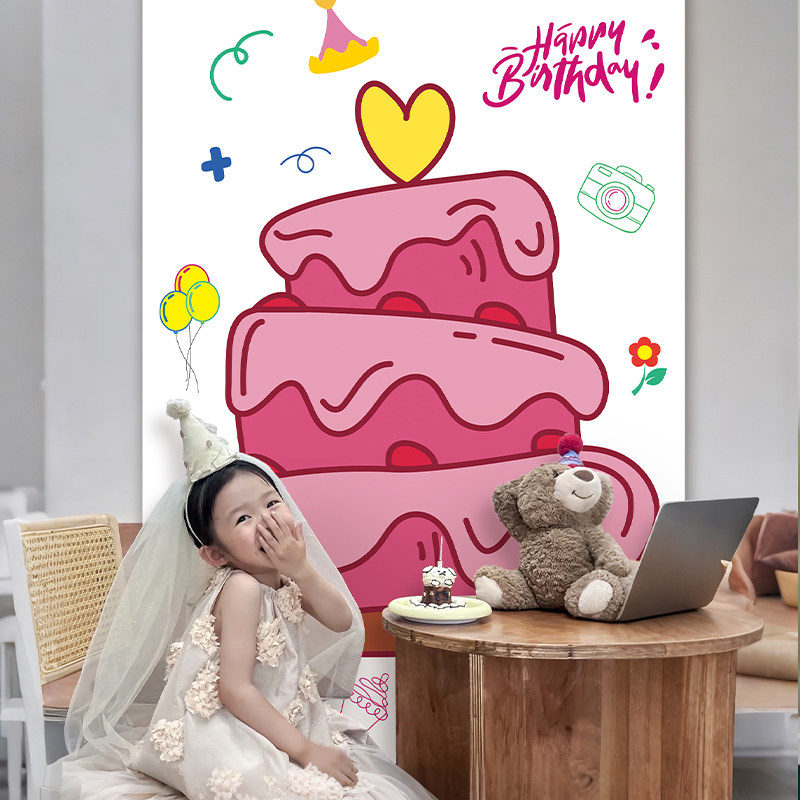 速发蛋糕生日装饰场景布置仪式派男简孩儿童小家庭气球氛围孩单感
