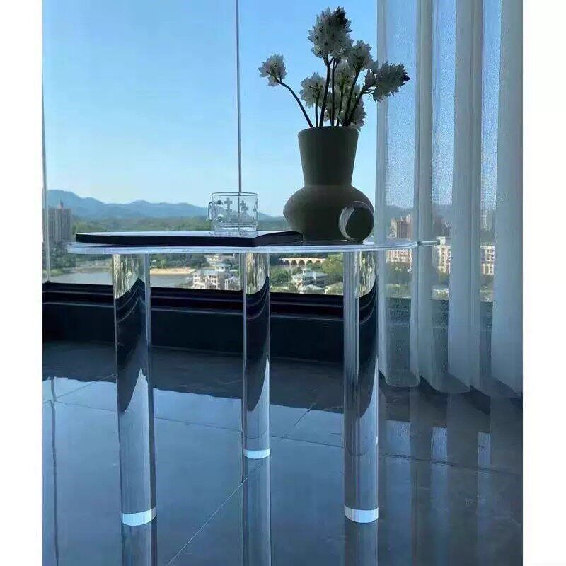 速发高透明亚克力圆棒桌腿梳妆台悬浮圆柱形支架书桌茶几岛台支撑