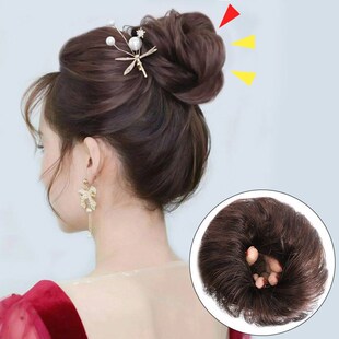 速发丸子头假发发圈真发丸子头发花盘发器发包发花饰苞古装假头发