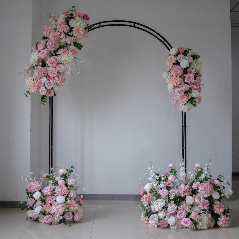 速发婚礼装饰粉色拱式花艺套装 摄影背景活动仪门橱窗假花布置花