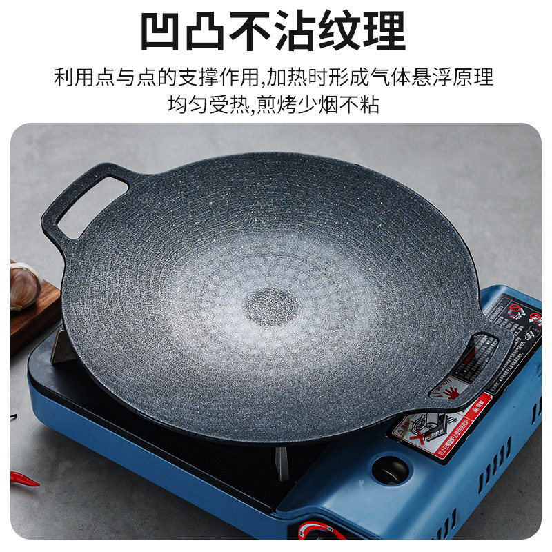 速发韩式烤肉盘麦饭石烤盘家用不粘锅煎盘卡式炉烧烤锅户外露营烧