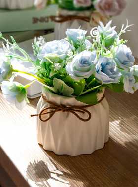 盛世泰堡仿真花假花盆栽花束绢花装饰花艺餐厅玄关客厅摆件小清新