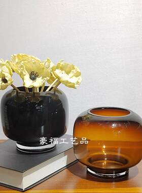 1268现代约收口彩色玻璃花桌瓶简摆件家居板房客厅茶几面插花摆样