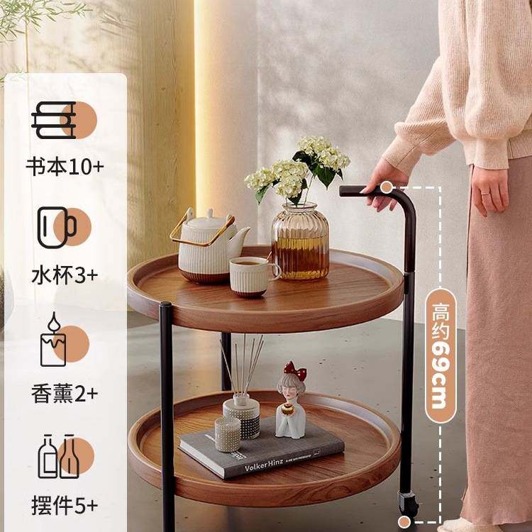 可移动茶几客厅双层沙发边几小推车新款床头置物架阳台小圆桌子