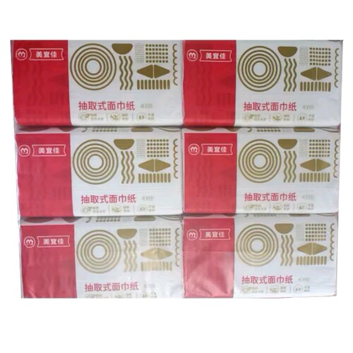 美宜佳长沙代购软包装抽纸面巾纸可湿水抽纸408张