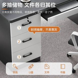 办桌家用抽锁屉带书LUZ桌卧公室写字桌机带主位键盘位 电脑桌台式