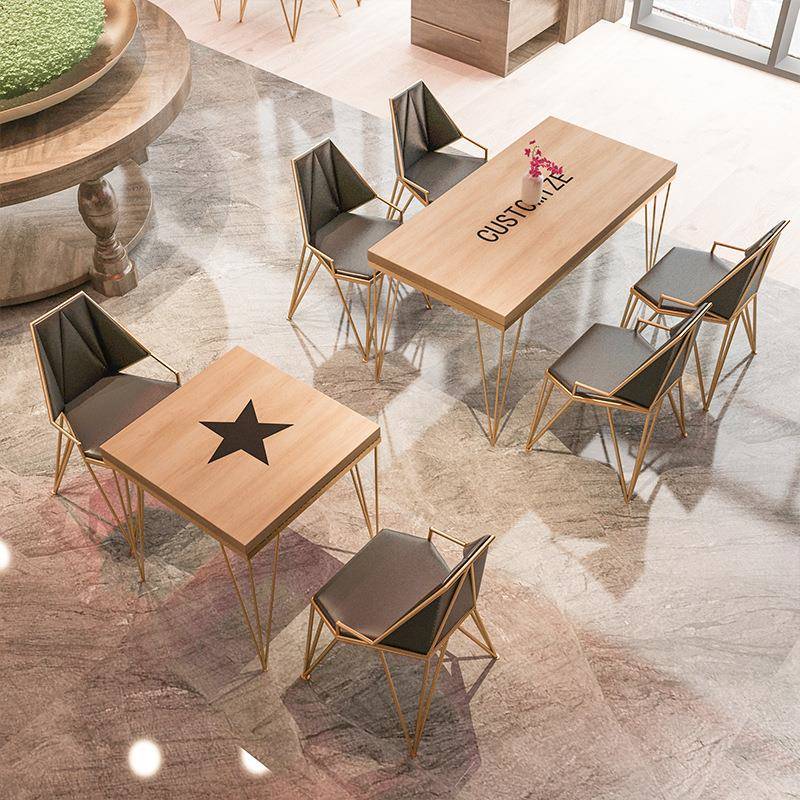 现代网红奶茶店桌椅组合咖啡厅甜品小吃店快餐酒吧餐厅桌子餐饮店