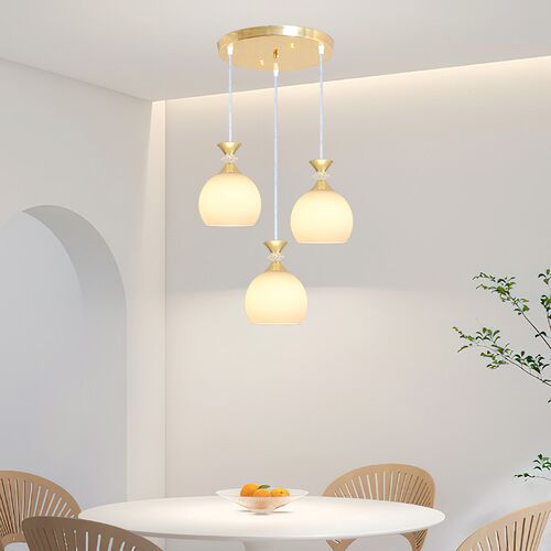 餐厅吊灯三头现代简约轻奢家用北欧美式饭厅灯极T简一字餐桌吧台
