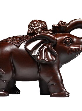 黑檀木雕刻大象摆件一对木象家居客厅店I铺装饰红木工艺品乔迁送