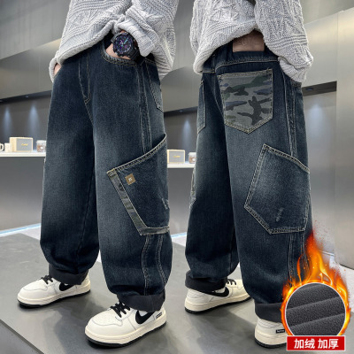 男童秋冬款初中生裤子加绒