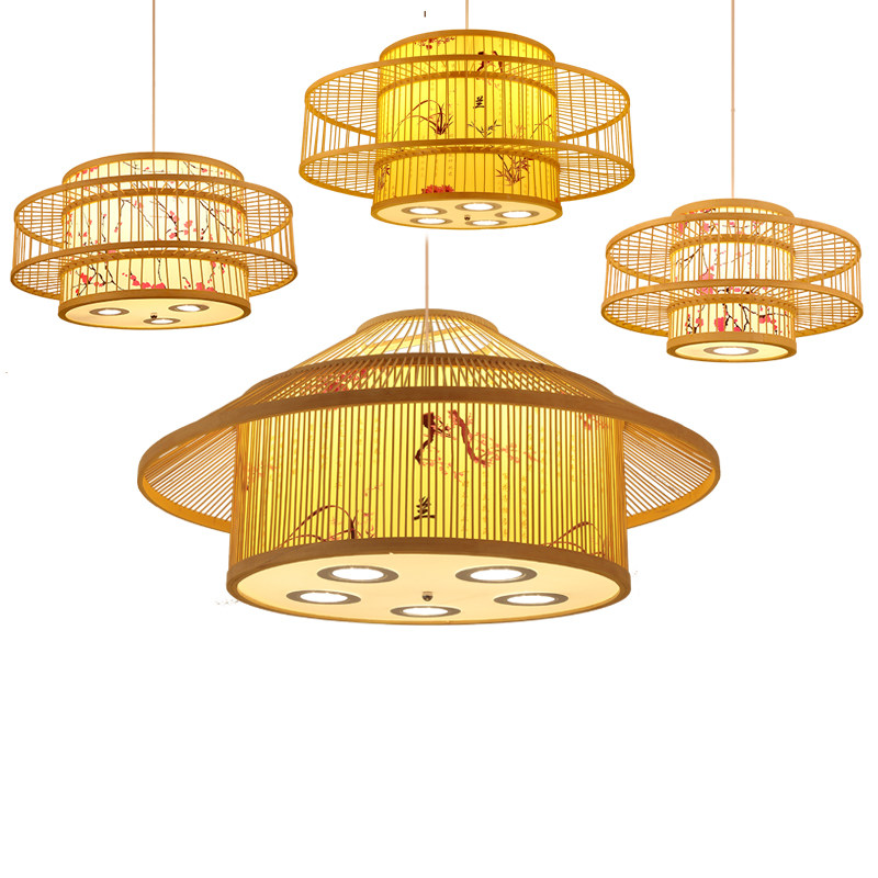 竹编竹子灯罩伞灯餐厅p中式禅意灯具茶室饭店民宿火锅店竹吊灯包,家装灯饰光源,餐厅吊灯,淘宝优惠券,粉丝福利购,淘宝优惠卷