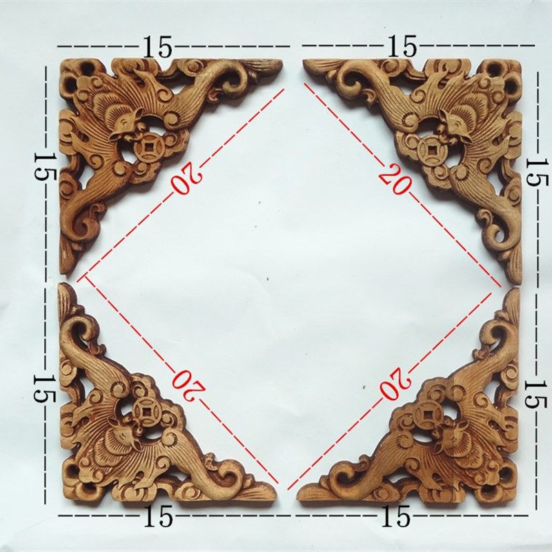 东阳木雕挂件樟木雕刻蝙蝠角花实木D吊顶贴花家居饰品装饰角花三