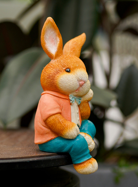 卡通桌面坐姿兔子摆件户外花园庭院装饰摆K设创意动物造景园艺装