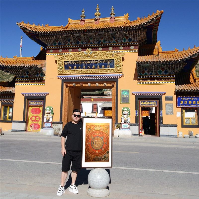 刺绣吉祥八宝坛城唐卡茶室玄w关装饰画客厅背景墙挂画沙发餐厅入,家居饰品,现代装饰画,淘宝优惠券,粉丝福利购,淘宝优惠卷