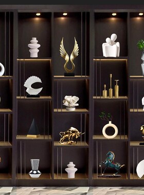 新中式客厅摆件高端大气酒柜家居装饰摆件K创意书房办公室桌面摆