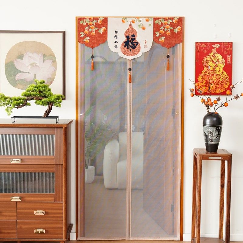 中式防蚊b门帘磁铁自吸魔术贴夏季家用卧室隔断帘免打孔纱门窗纱,居家布艺,门帘,淘宝优惠券,粉丝福利购,淘宝优惠卷