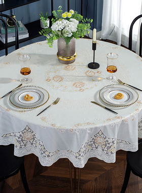 圆桌布防水防油防烫免洗rPVC塑料餐桌布家用客厅台布圆形茶几桌垫