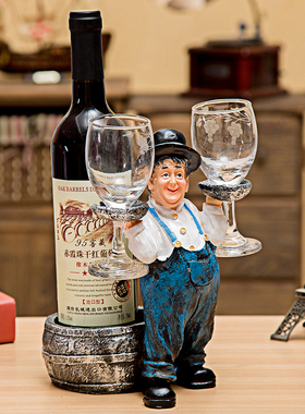 创意厨师红酒架西l餐厅超市食品区家居装饰品摆件厨房酒柜橱窗美