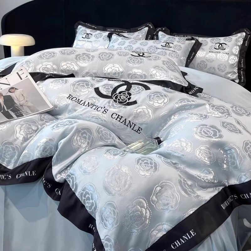 简约提花水洗真i丝四件套丝滑裸睡冰丝被套夏季床单床笠式床上用,床上用品,学生床品套件,淘宝优惠券,粉丝福利购,淘宝优惠卷