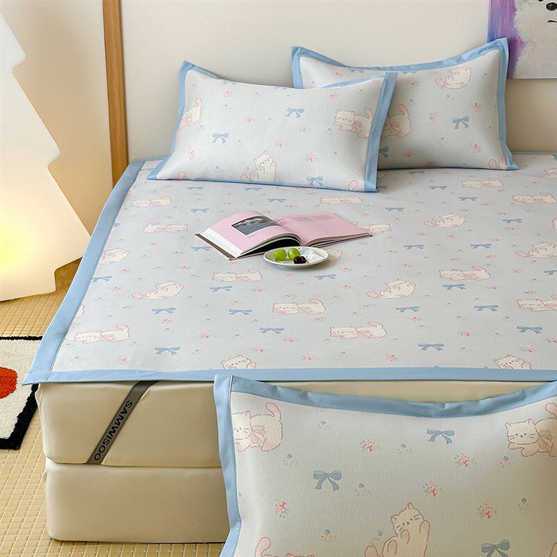 夏季A类a卡通凉感冰藤凉席三件套可水洗空调凉席床笠款双人冰丝软,床上用品,冰丝席,淘宝优惠券,粉丝福利购,淘宝优惠卷