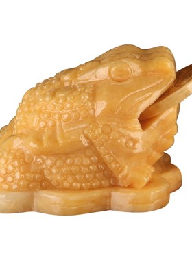 天然黄玉金蟾招财摆件三足蟾蜍店铺D开业玉石客厅酒柜办公桌装饰