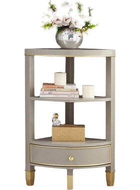 高级灰墙角柜置物架简p约实木角柜卧室拐角收纳矮柜灰色轻奢三角