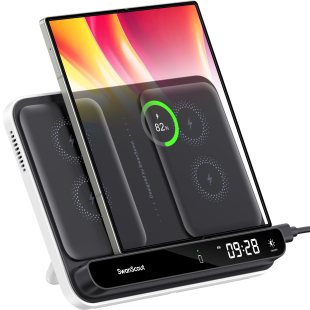 Fold6 华为MATE系列时钟双手机无线充电器支架底座折叠支架 适用于大折叠屏手机三星S25 白鹄SwanScout504F