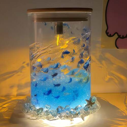 小鱼杯旋转夜灯发光七夕摆件
