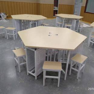 厂家供应微机室六边形桌六角桌量大从优新款上市多媒体教室六角桌