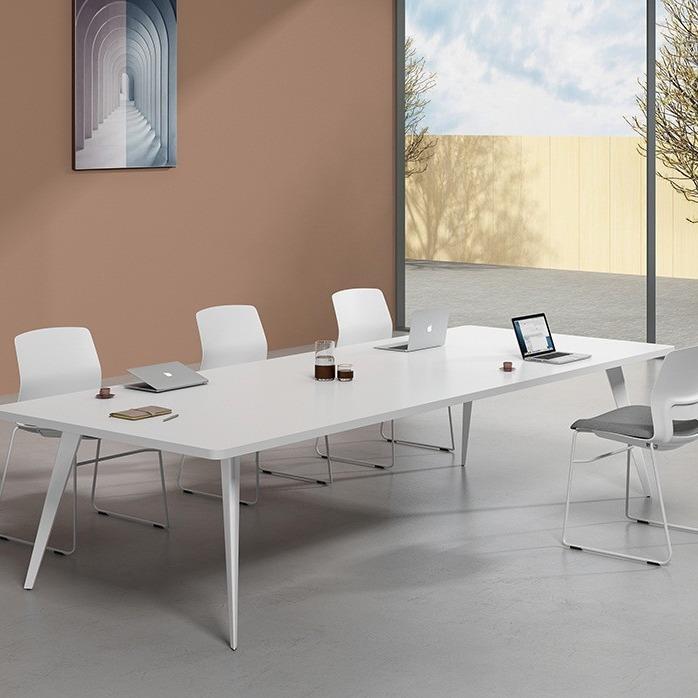 会议桌简约现代小型白色洽谈办公桌椅组合会议室培训条形桌工作台