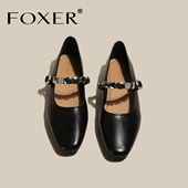 女款 2026新款 浅口气质平底女士单鞋 方头玛丽珍鞋 复古黑色通勤女鞋