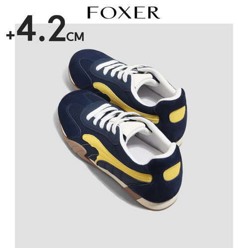 FOXER拼色内增高德训鞋女款软底