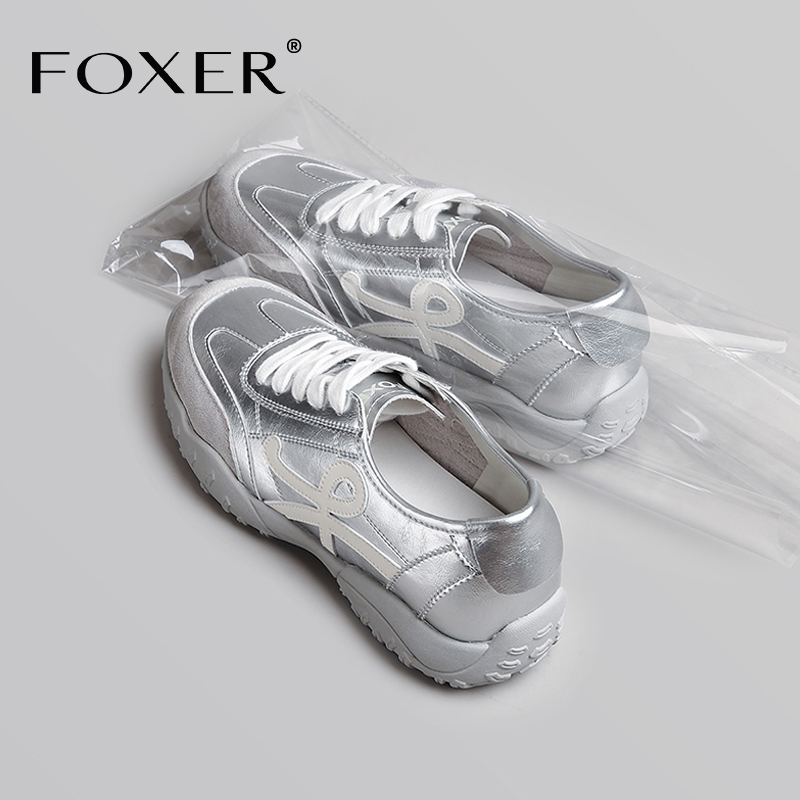 FOXER银色德训鞋超火厚底内增高