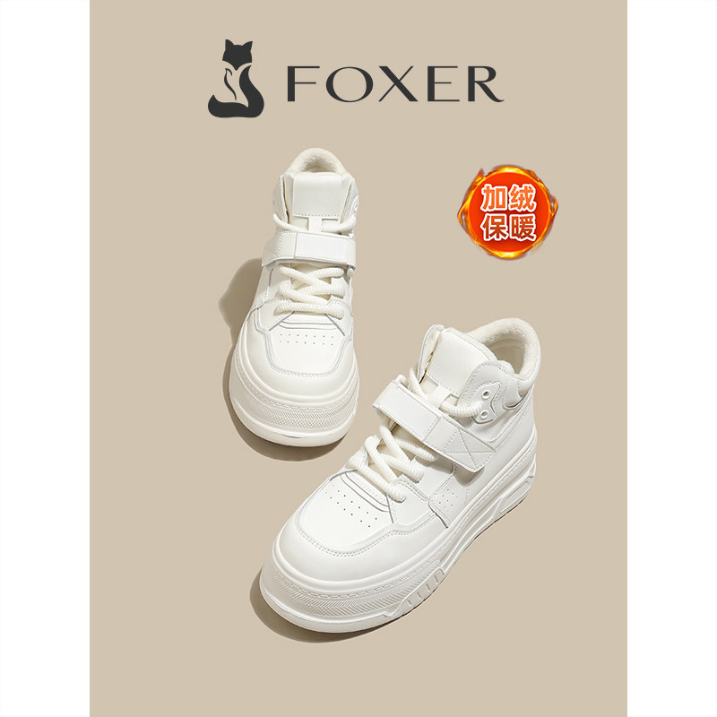 FOXER厚底小白鞋女2024秋冬图片