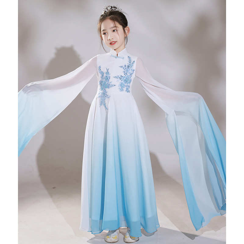 女童汉服2023夏季中国风儿童古筝演出服超仙古典飘逸水袖古风汉