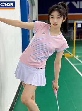 2026新victor胜利羽毛球服威克多女款省队比赛服速干短袖T恤60022