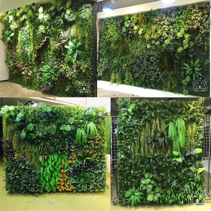 速发面装饰绿色塑料草坪植物墙门花室内台植头形象草假物墙