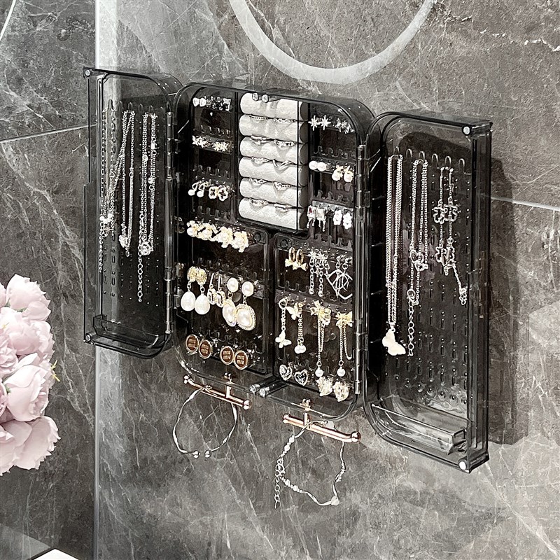 速发首饰收纳盒挂致大容量壁精式耳环耳钉项链手链耳饰收纳饰品盒