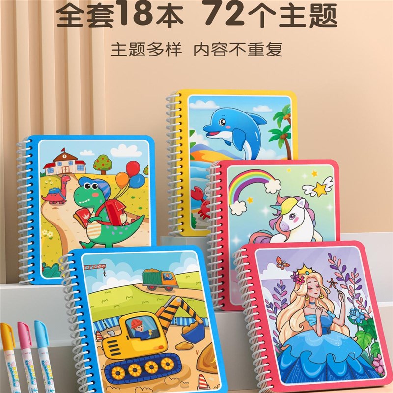 速发儿童神奇水画本反复涂鸦清水笔画笔益智绘画画板书描绘本宝宝
