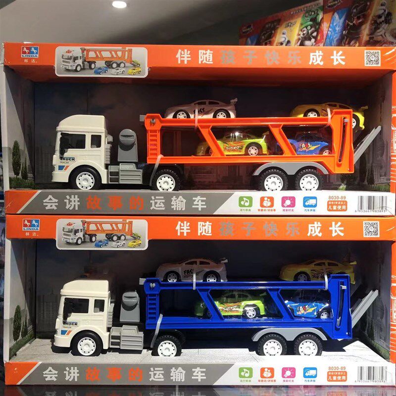 速发惯性会讲故事的喷雾压路机铲挖车儿童玩具男工罐运输车油