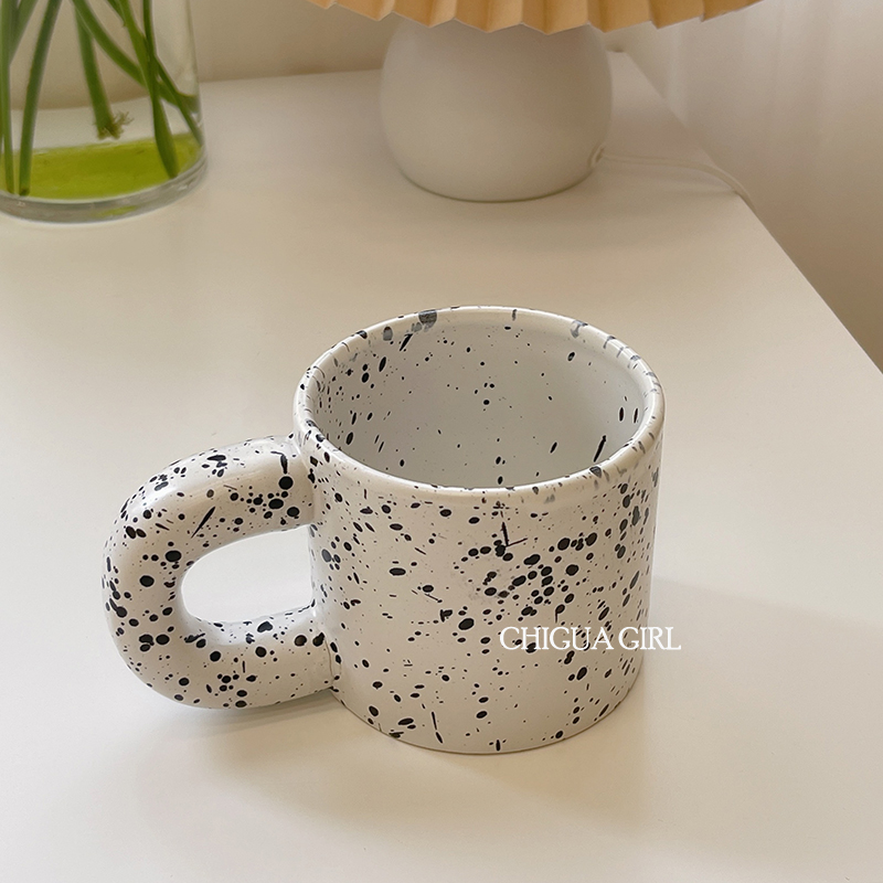 速发水胖胖奶油泼墨风克杯家用陶瓷咖啡杯马杯情侣杯子