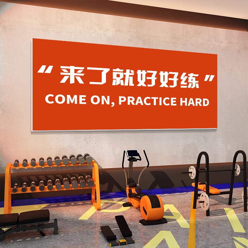 速发健身房墙面装饰画挂画励志标语海报墙贴纸来了就好好练打卡网