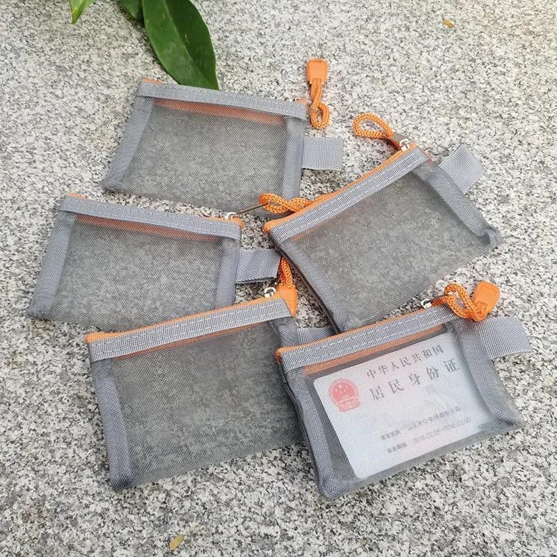 速发透包尼龙网片拉链明拉链袋物件收纳硬币零钱袋卡格袋收熊